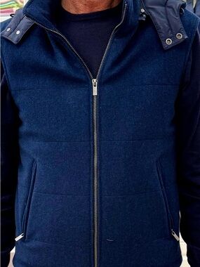Loro Piana Navy Quilted Zip Vest